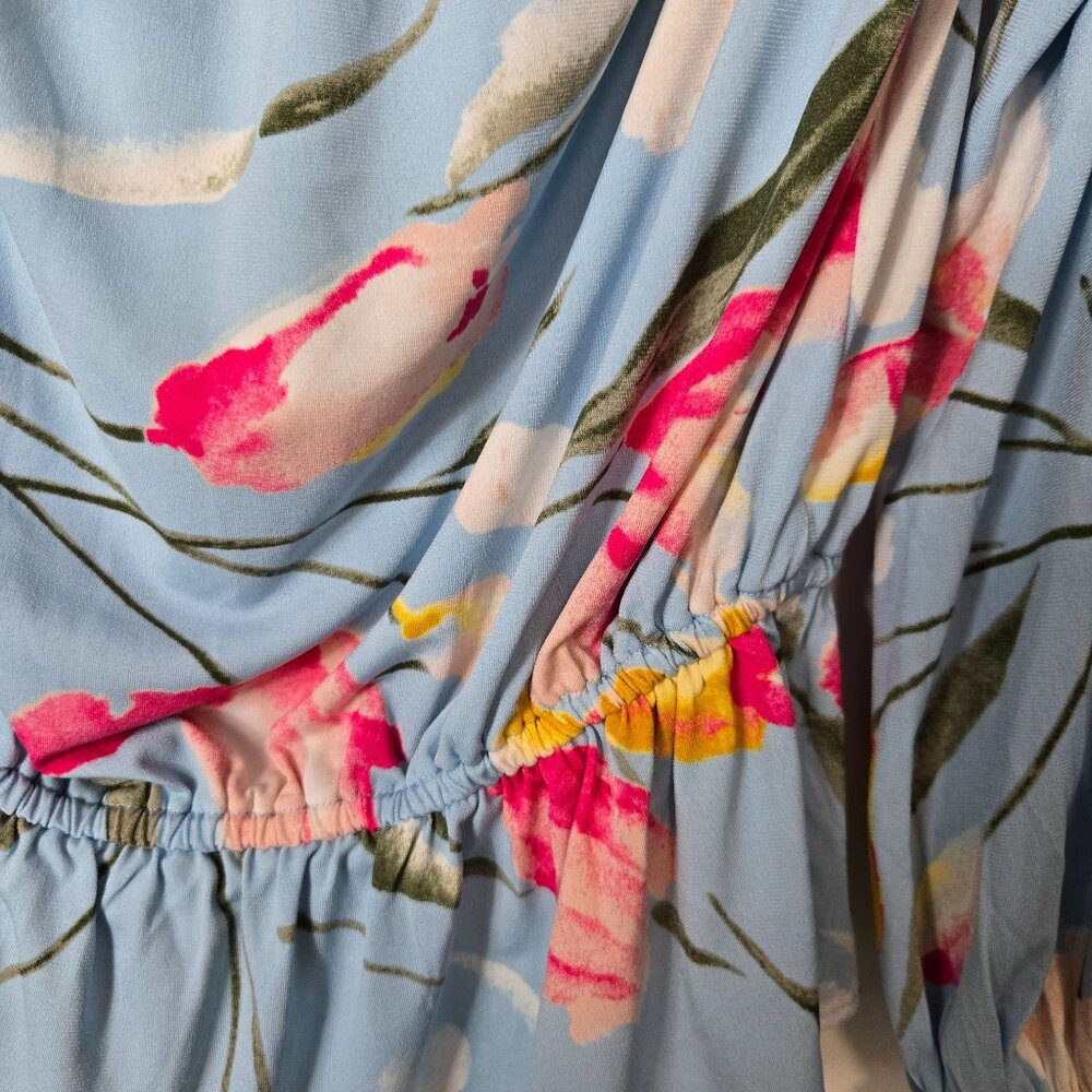 White House Black Market Light Blue Floral Off-Shoulder Blouse NWT - Picture 10 of 14